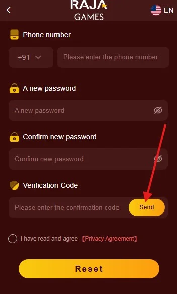 Click on send button to reset password
